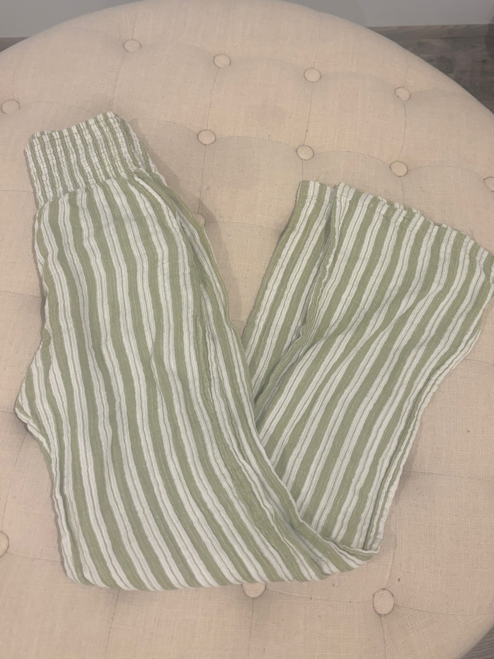 Billabong Kids Green & White Striped Leggings